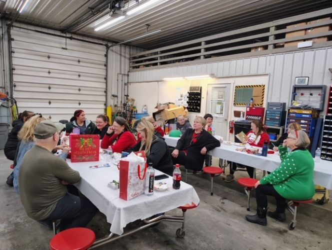 Group sitting at tables