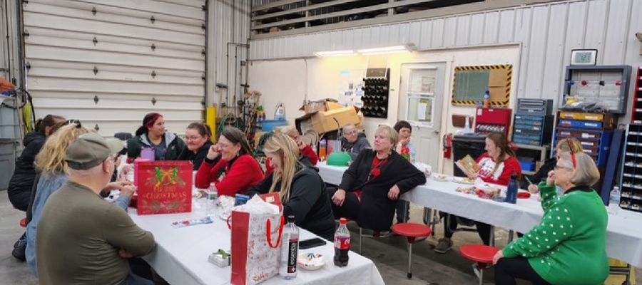 Group sitting at tables