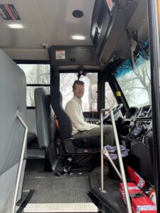 Drivers seat of school bus